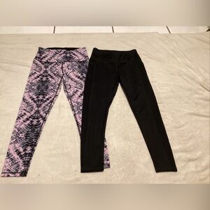 Victoria's Secret Kids Pink & Black Patterned Legging Duo